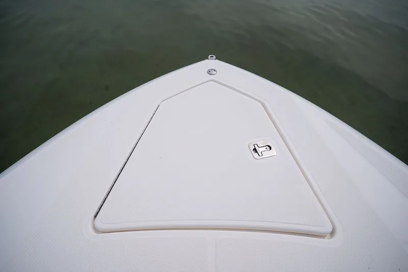 Slide: The Image of Bow of 2020 Tiara Sport 34 LS boat with hatch detail. - 28