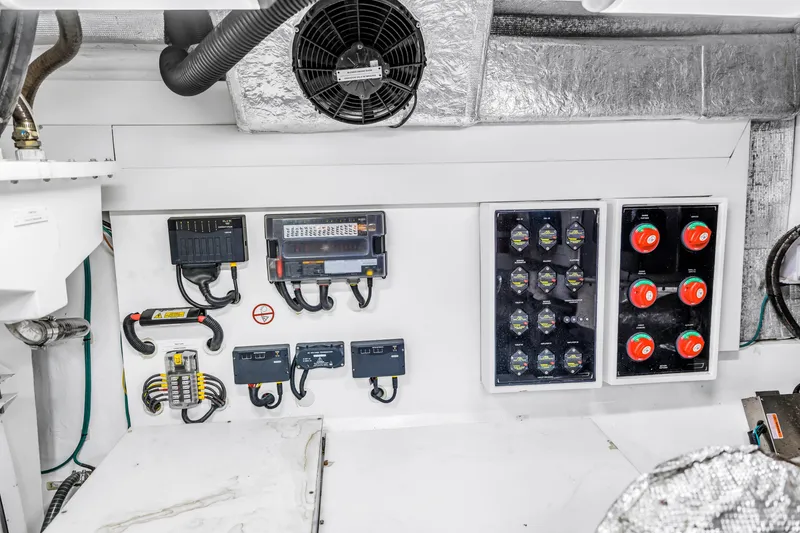 Slide: The Image of Electrical control panel in 2022 OKEAN 50 Flybridge yacht engine room. - 109