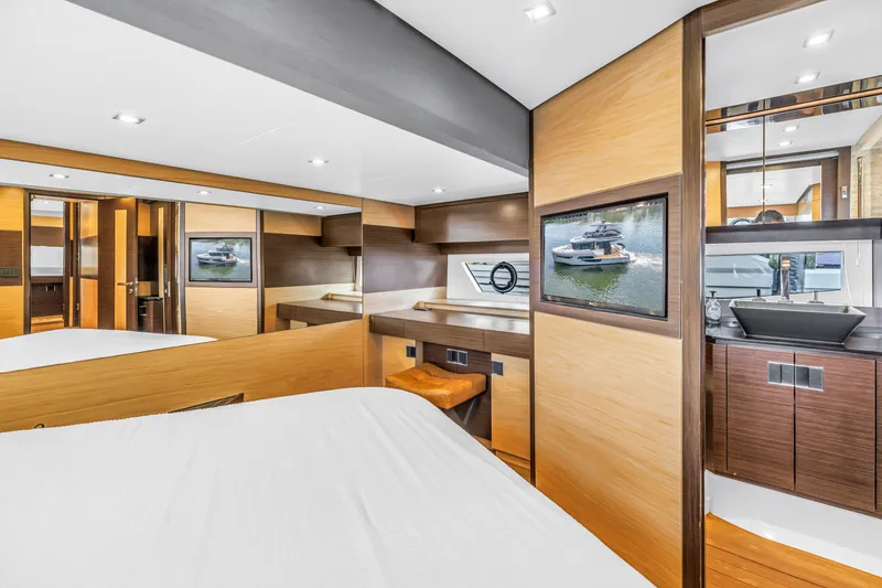 Slide: The Image of Luxurious interior of 2022 OKEAN 50 Flybridge yacht with modern design and amenities. - 36