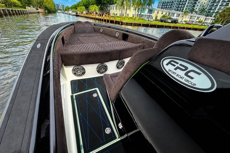 Slide: The Image of Luxurious 2017 Statement 380 Open boat interior with plush seating and sleek design. - 30