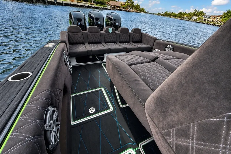 Slide: The Image of Luxurious interior of 2017 Statement 380 Open boat with plush seating and modern design. - 19