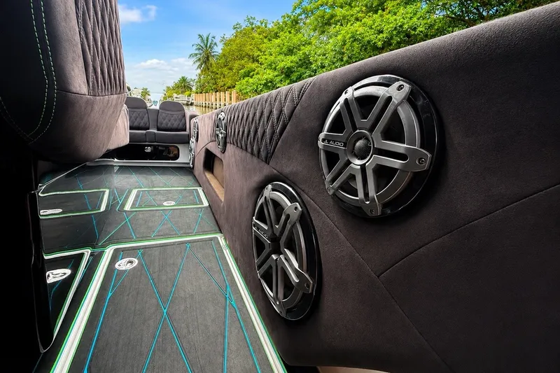 Slide: The Image of Luxurious interior of 2017 Statement 380 Open boat with premium audio system. - 26