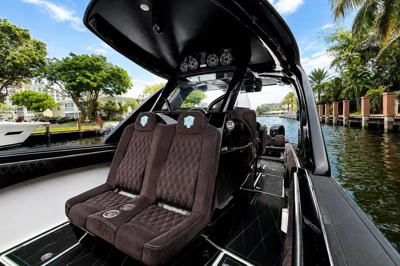 Slide: The Image of Luxurious 2017 Statement 380 Open boat interior with plush seating and sleek design. - 36