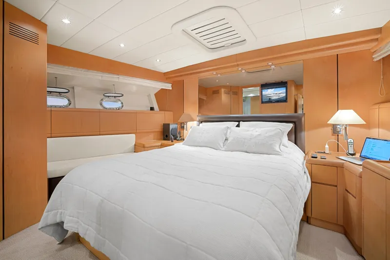 Slide: The Image of Luxurious bedroom interior of 2007 Mangusta 72 Motor Yacht with modern amenities. - 37