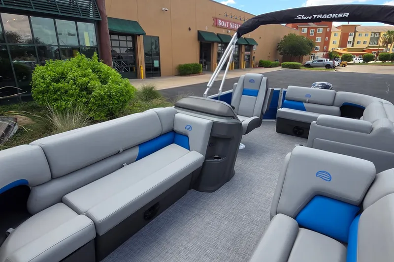 Slide: The Image of 2026 Sun Tracker Party Barge 20 DLX with spacious seating and modern design. - 75
