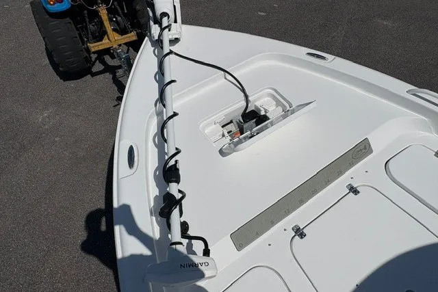 Slide: The Image of 2026 Sea Hunt BX25FS boat bow with Garmin trolling motor and ruler. - 18
