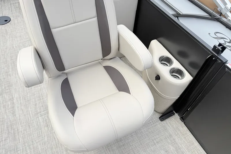 Slide: The Image of Luxurious seating in 2027 Bentley Pontoons Legacy 223 DL Navigator with cup holders. - 16