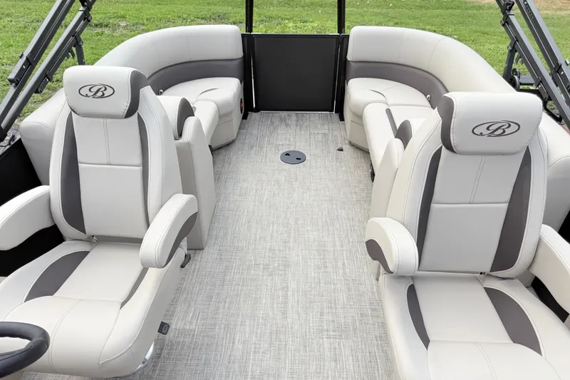 Slide: The Image of Interior of 2027 Bentley Pontoons Legacy 223 DL Navigator with luxurious seating. - 15
