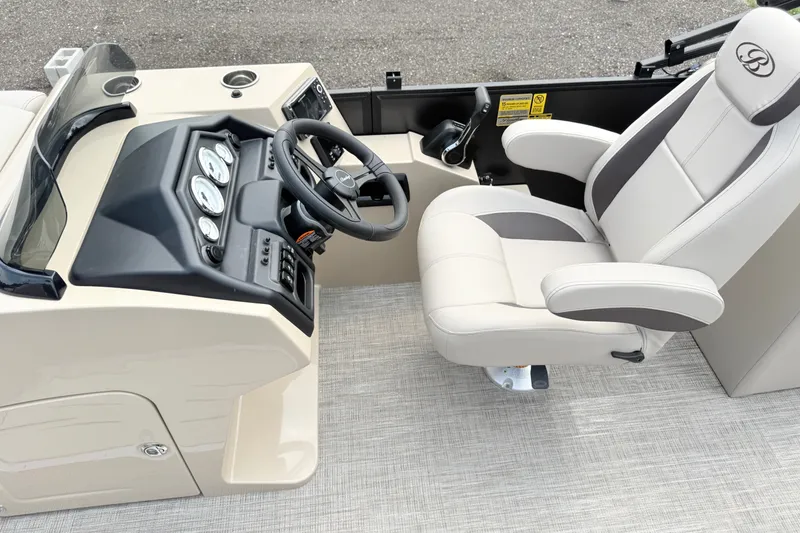 Slide: The Image of Captain's seat and helm of 2027 Bentley Pontoons Legacy 223 DL Navigator. - 17