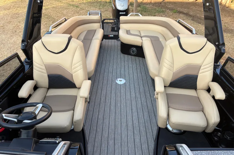 Slide: The Image of Luxurious 2019 SunCatcher Amara boat interior with plush seating and modern design. - 10
