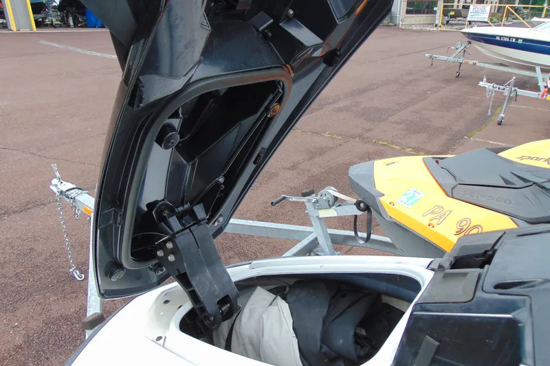 Slide: The Image of Open storage compartment of a 2021 Yamaha WaveRunner VX on a trailer. - 9