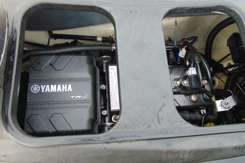 Slide: The Image of Engine compartment of a 2021 Yamaha WaveRunner VX, featuring the TR-1 engine. - 8