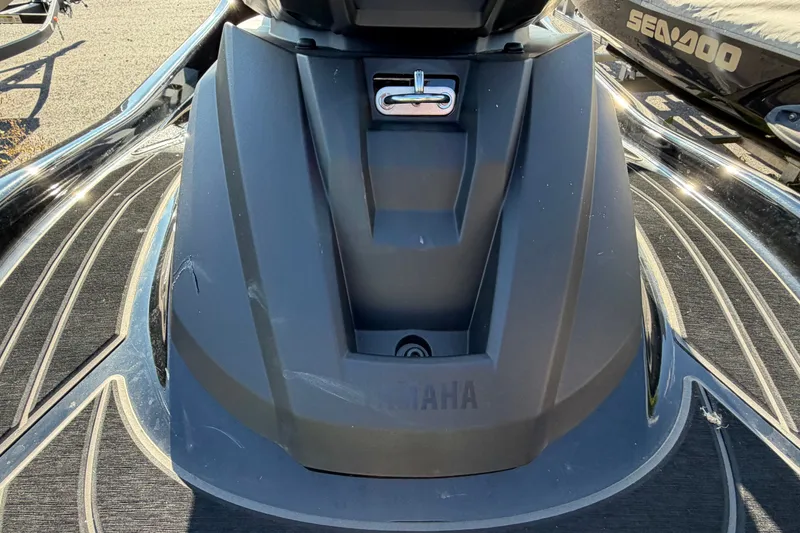 Slide: The Image of 2024 Yamaha WaveRunner GP HO jet ski, sleek black design, close-up view. - 8