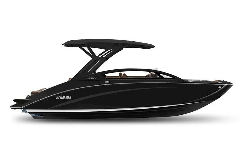 Slide: The Image of Manufacturer Provided Image: 2026 Yamaha Boats 275SD, sleek black design, side view with modern canopy. - 1