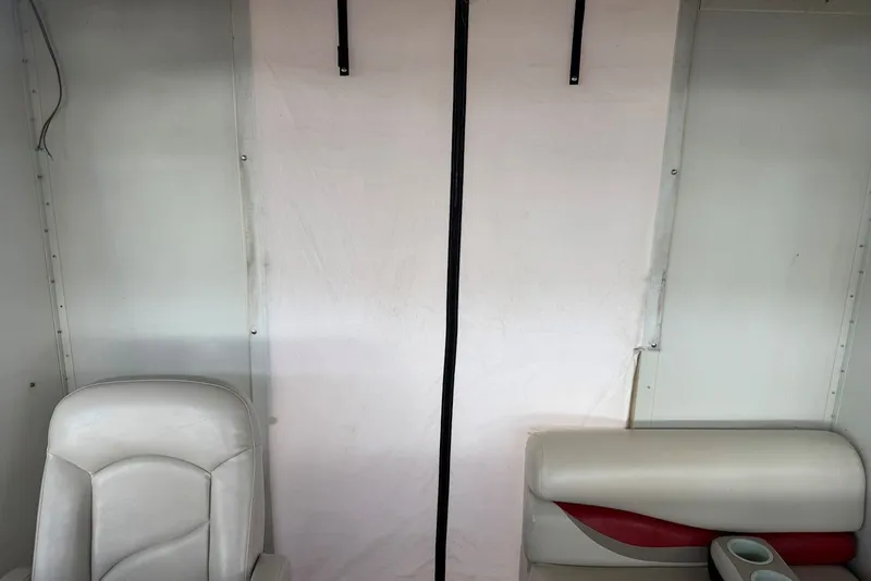 Slide: The Image of Interior of 2008 Sun Tracker Party Hut 30 I/O Regency Edition with white seating. - 20