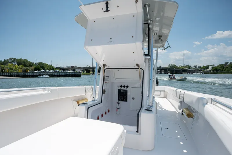 Slide: The Image of 2022 Sea-Lion 34 TE boat interior with open water view. - 17