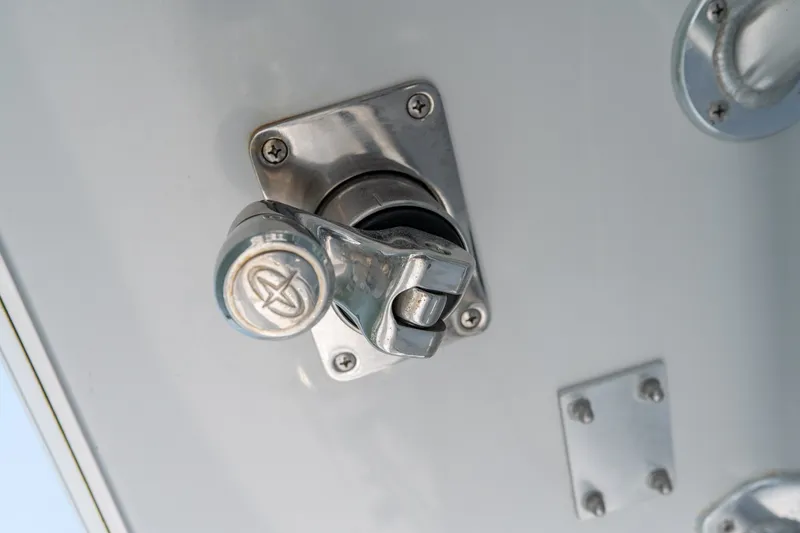 Slide: The Image of Chrome latch detail on 2022 Sea-Lion 34 TE boat. - 31