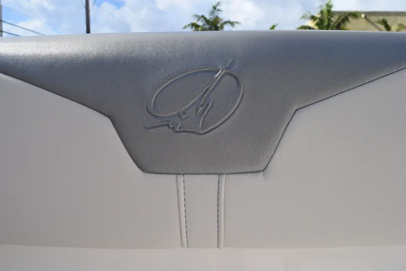 Slide: The Image of Close-up of 2027 Sailfish 272 CC boat seat with embossed logo. - 22