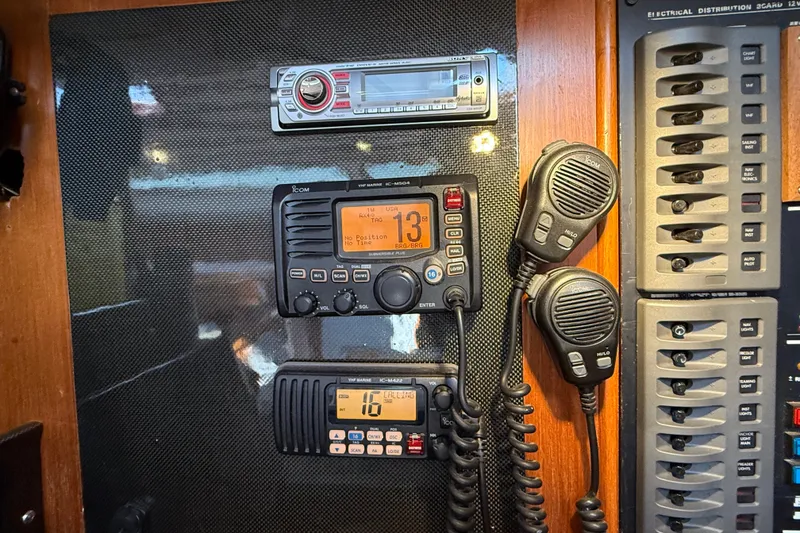 Slide: The Image of Control panel of a 1988 Belliure 41 yacht with communication equipment. - 29