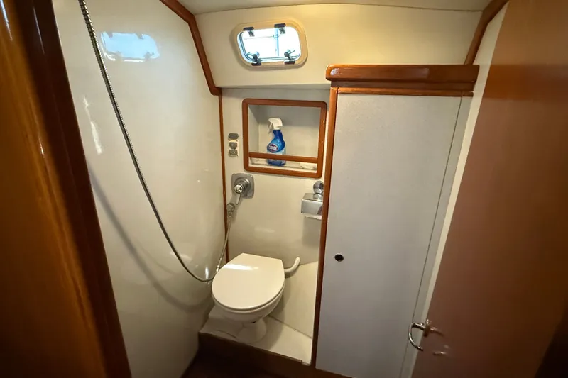 Slide: The Image of Bathroom interior of 1988 Belliure 41 yacht with shower and toilet. - 45