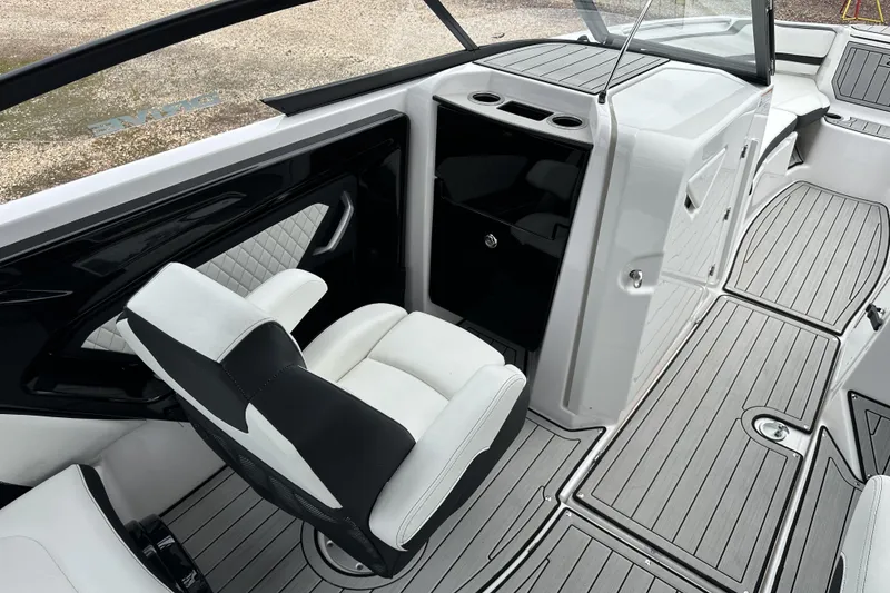 Slide: The Image of 2025 Yamaha Boats 252SD interior with sleek seating and modern design. - 12