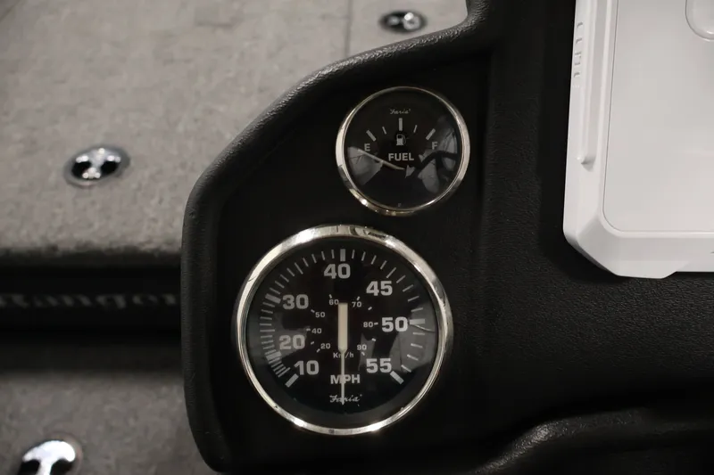 Slide: The Image of Dashboard of 2023 Ranger RT188P boat with speedometer and fuel gauge. - 27