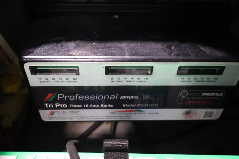 Slide: The Image of Battery charger display for Ranger RT188P 2023, showing charge levels for three batteries. - 38