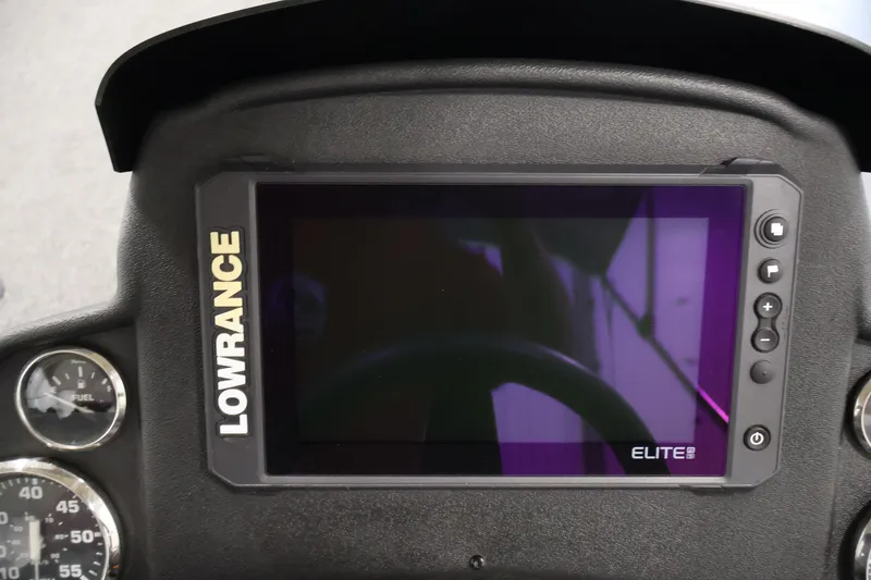 Slide: The Image of Lowrance Elite fishfinder on 2023 Ranger RT188P boat dashboard. - 30