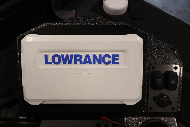Slide: The Image of Lowrance Elite fishfinder on 2023 Ranger RT188P boat dashboard. - 14