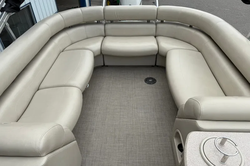 Slide: The Image of Luxurious seating area on 2016 Premier 270 Intrigue RF pontoon boat. - 19