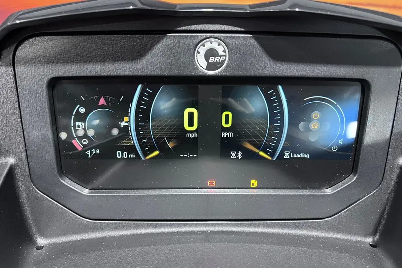 Slide: The Image of 2026 Sea-Doo GTX 300 dashboard display showing speed, RPM, and fuel indicators. - 14