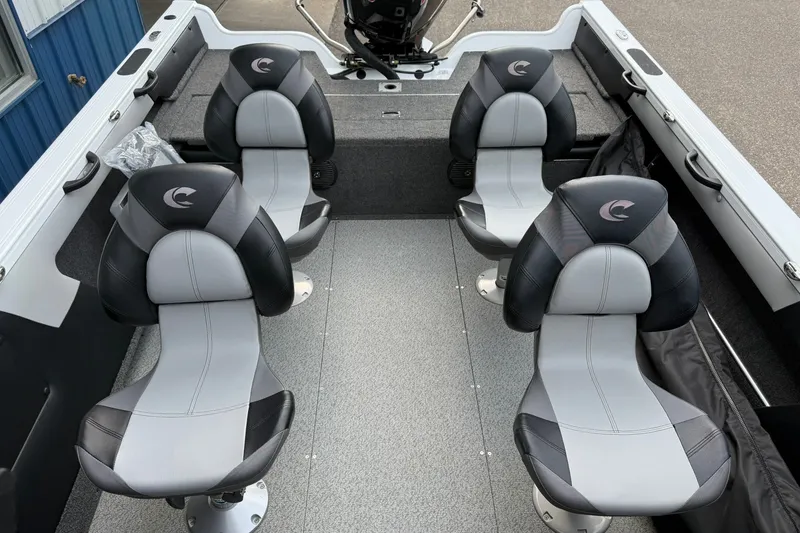 Slide: The Image of 2024 Crestliner 1850 Super Hawk interior with four sleek, modern seats. - 8