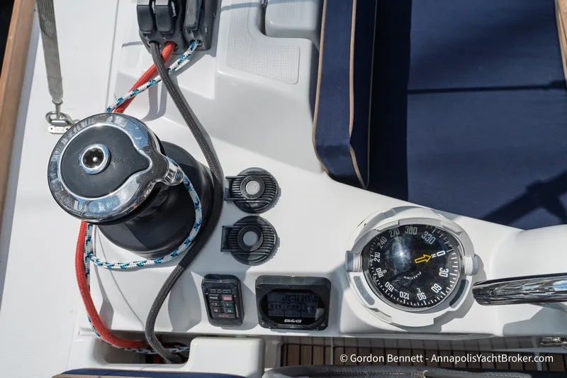 Slide: The Image of Cockpit view of 2016 Jeanneau Sun Odyssey 439 sailboat with winch and compass. - 32