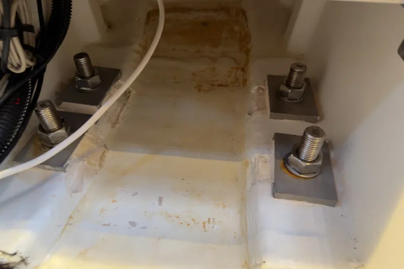 Slide: The Image of Interior view of Jeanneau Sun Odyssey 439, 2016, showing structural bolts and wiring. - 78
