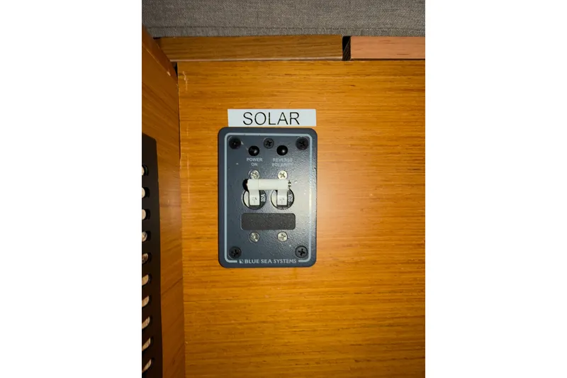 Slide: The Image of Solar panel control switch on 2016 Jeanneau Sun Odyssey 439 yacht interior. - 67