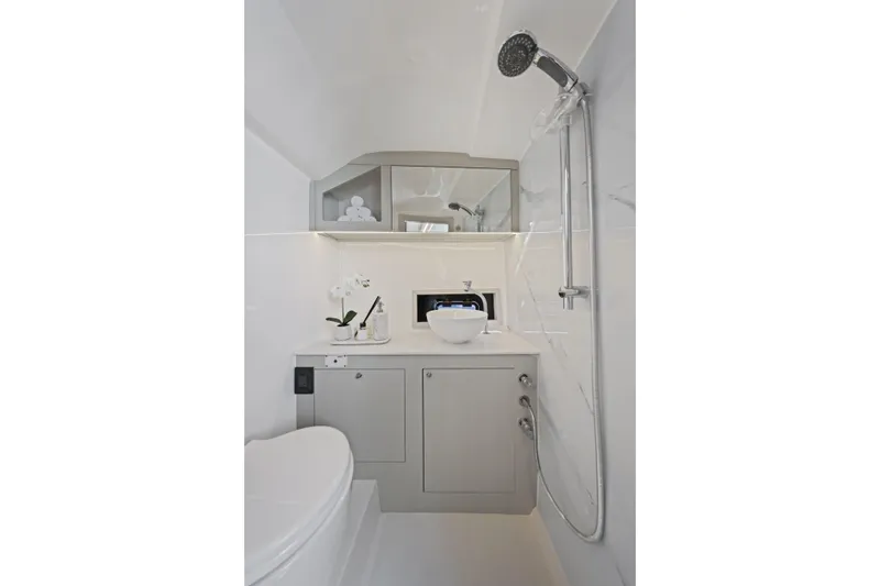 Slide: The Image of Modern bathroom in 2025 VALIATT YACHTS 380 Bowrider, featuring sleek design and fixtures. - 21