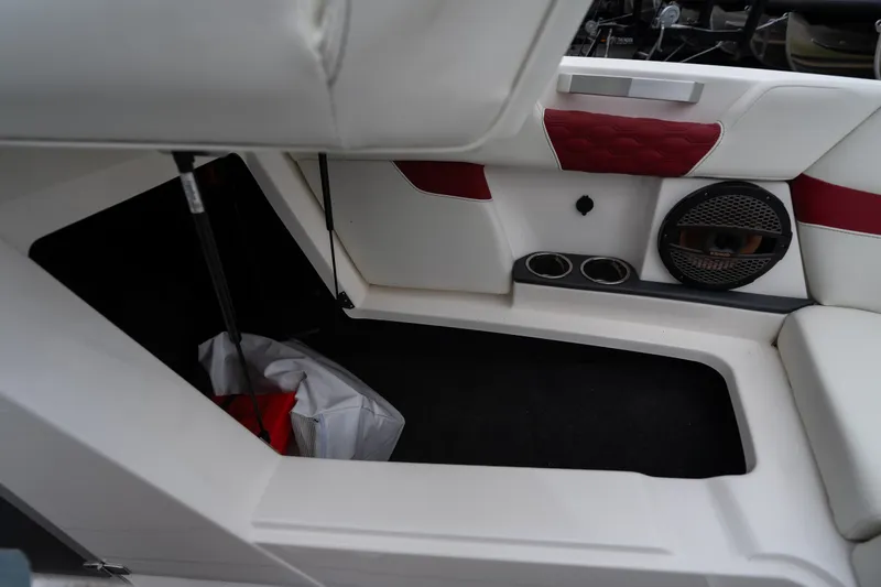 Slide: The Image of Interior of 2023 MasterCraft XT24 boat showing seating and speaker system. - 22