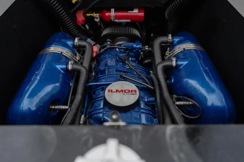 Slide: The Image of 2023 MasterCraft XT24 engine with Ilmor branding, showcasing powerful marine performance. - 31