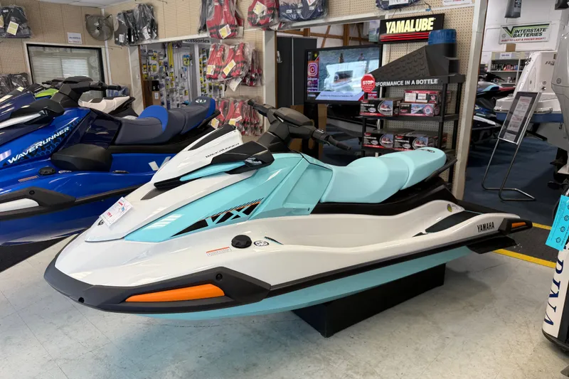 The Image of 2026 Yamaha WaveRunner VX in showroom, featuring sleek design and vibrant colors. - 0