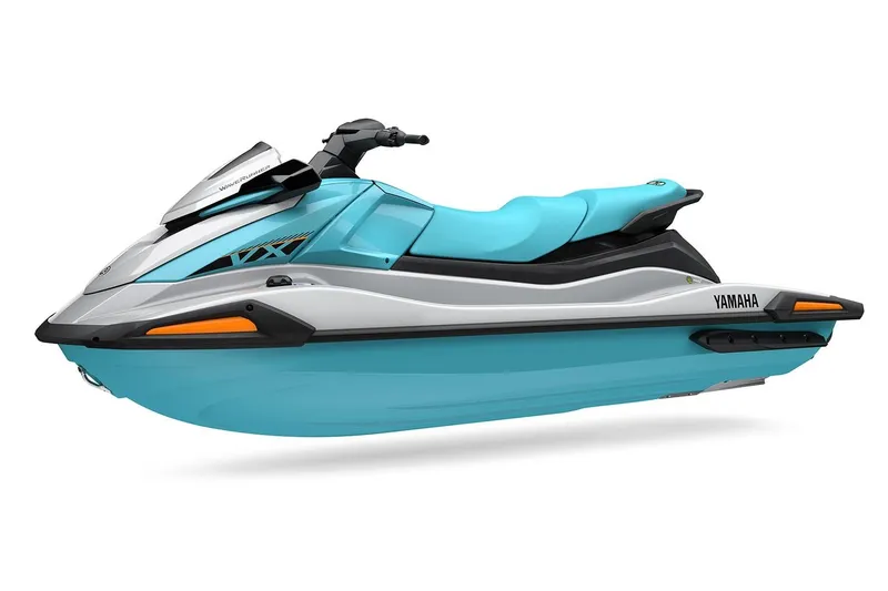 Slide: The Image of Manufacturer Provided Image: 2026 Yamaha WaveRunner VX in turquoise and white, side view. - 1