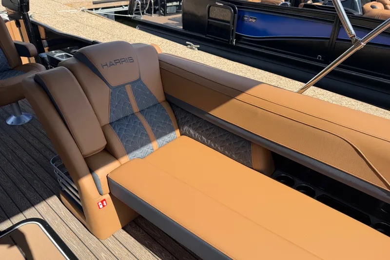 Slide: The Image of Luxurious seating on 2027 Harris Grand Mariner 250 SLDH pontoon boat, featuring premium upholstery. - 9