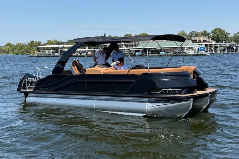 The Image of 2027 Harris Grand Mariner 250 SLDH pontoon boat on a sunny lake. - 0