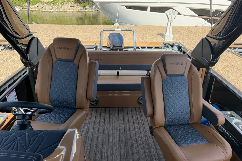 Slide: The Image of Interior of 2027 Harris Grand Mariner 250 SLDH with luxurious seating and modern design. - 10