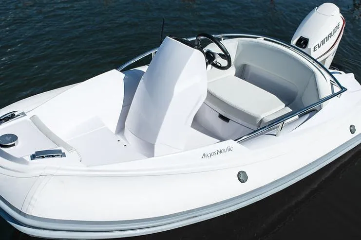 The Image of Manufacturer Provided Image: 2023 Argos Nautic GT11 boat with sleek white design on water. - 2