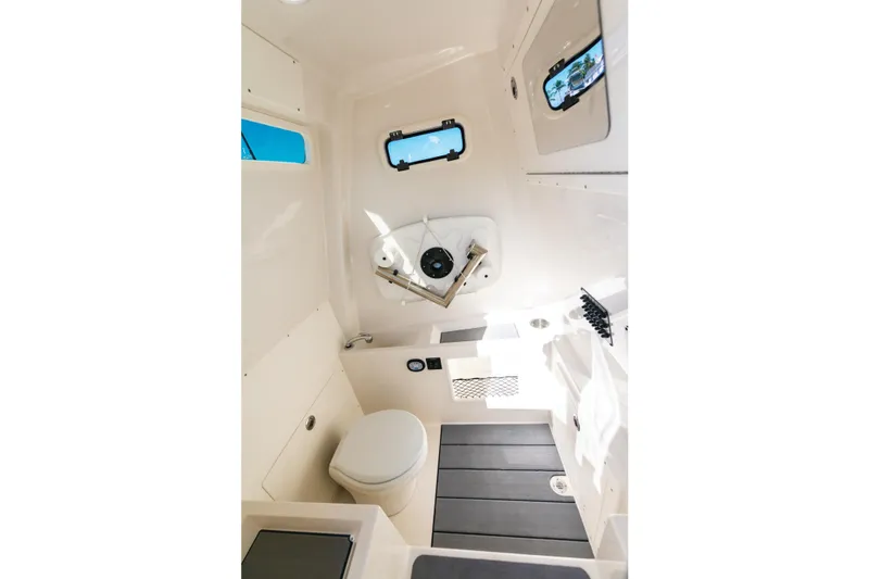 Slide: The Image of Interior of 2027 Sailfish 312 CC boat cabin with modern amenities. - 21