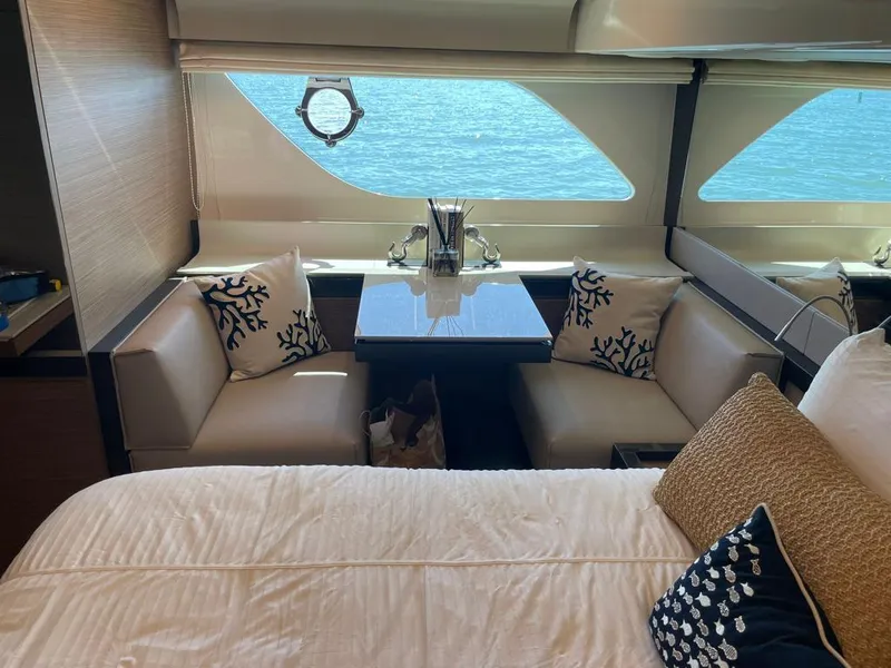Slide: The Image of Interior of 2016 Ferretti Yachts 550 with dining area and sea view. - 20