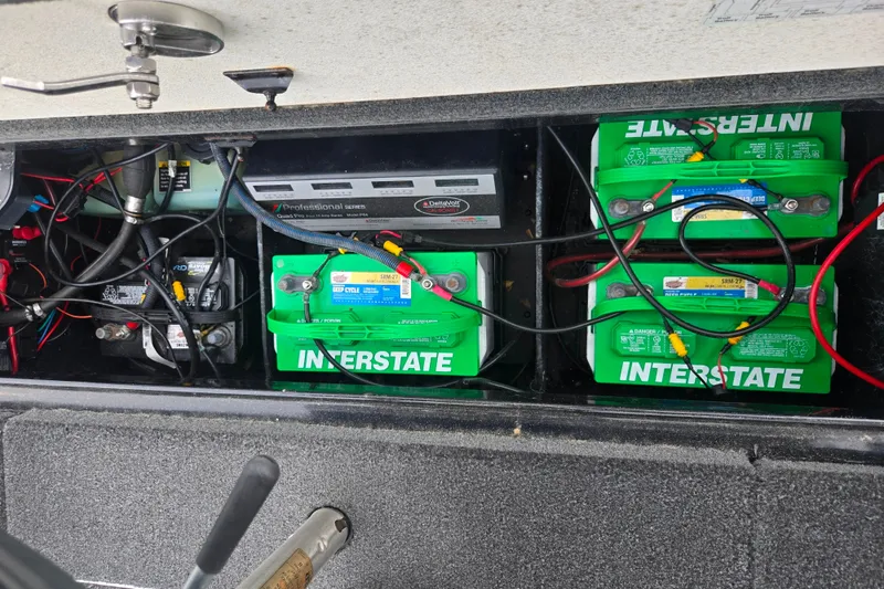 Slide: The Image of Battery compartment of a 2016 Ranger Z521 Comanche boat with Interstate batteries. - 21