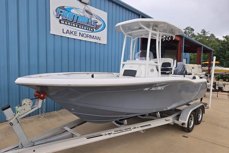 Slide: The Image of 2024 Tidewater 210 LXF boat on trailer at Foothills Marine Center, Lake Norman. - 6
