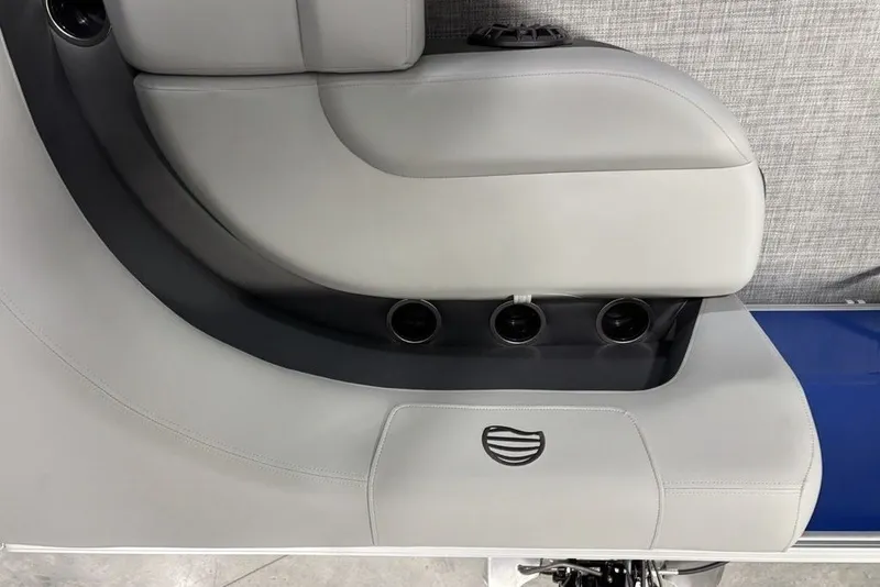 Slide: The Image of 2027 Sun Tracker Party Barge 16 DLX seating with cup holders and sleek design. - 15