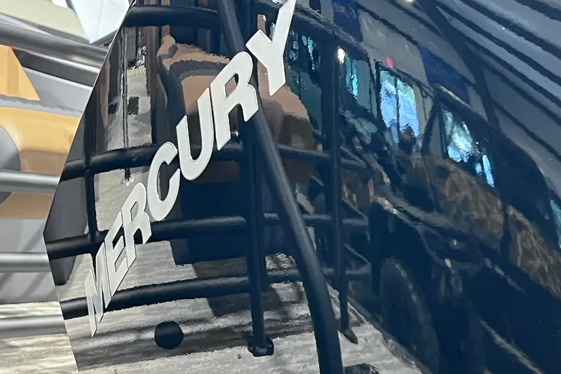 Slide: The Image of Close-up of a 2026 Sylvan L3 LZ DH boat with "Mercury" branding. - 32